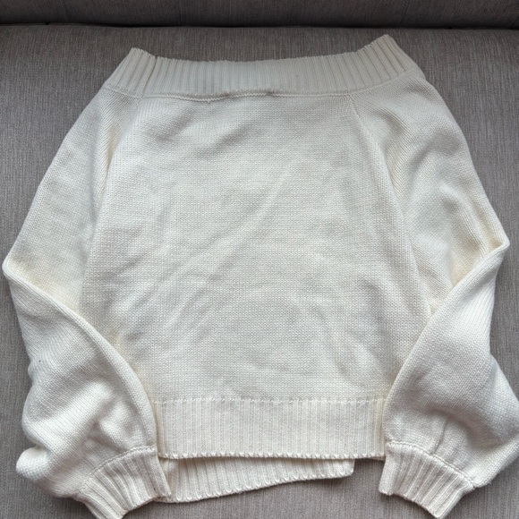 we wore what ivory cream oversized knit beachy off the shoulder crop sweater🤍 - Picture 5 of 5